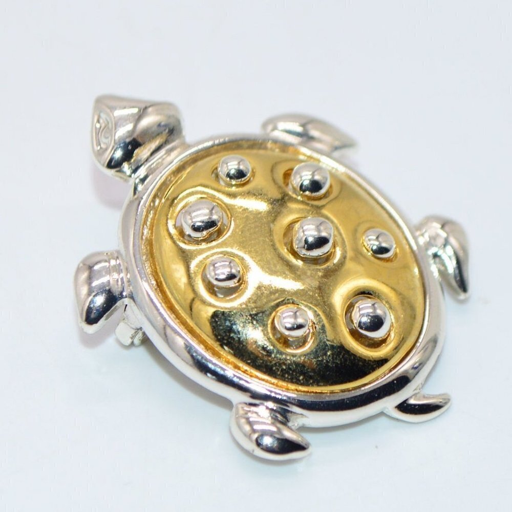 Danecraft Turtle Dual Silver Gold Tone Pin Brooch